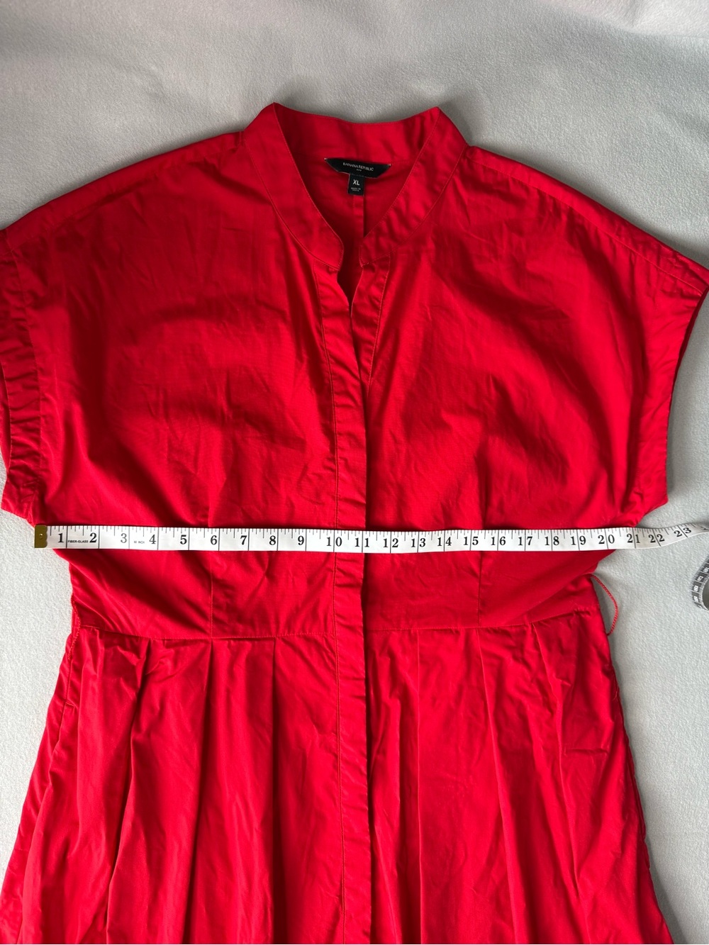 Banana Republic Factory Red Sunset Button Front Tie Waist Dress XL - Picture 8 of 12